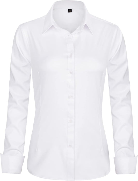 J.VER Womens Dress Shirts Long Sleeve Button Down Shirt Wrinkle-Free Business Casual Blouse Office Work Tops