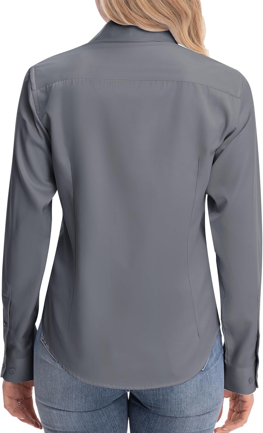 siliteelon Womens Classic-Fit Dress Shirts Long Sleeve Button Down Wrinkle-Free Stretch Solid Casual Work Office Blouse Top